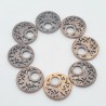6 pendentifs bois forme ronde  sculptée 25mm