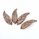 6 pendentifs bois coco feuille sculptée 50x16mm