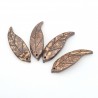 6 pendentifs bois coco feuille sculptée 50x16mm