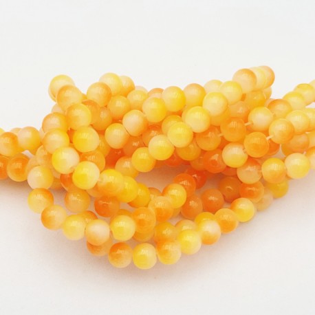 30 perles de verre orange/fuschia 6mm