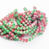 30 perles de verre rouge /vert 6mm