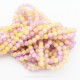 30 perles de verre mauve /jaune 6mm