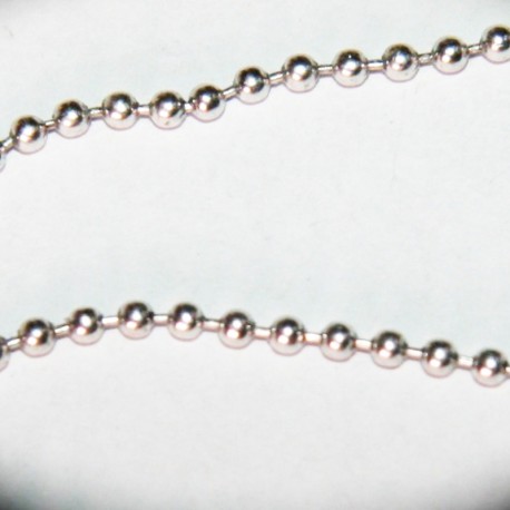 1mètre de chaine bille argenté couleur platine 1,5mm
