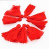 10 pompons breloque coton  rouge longueur 25x5mm