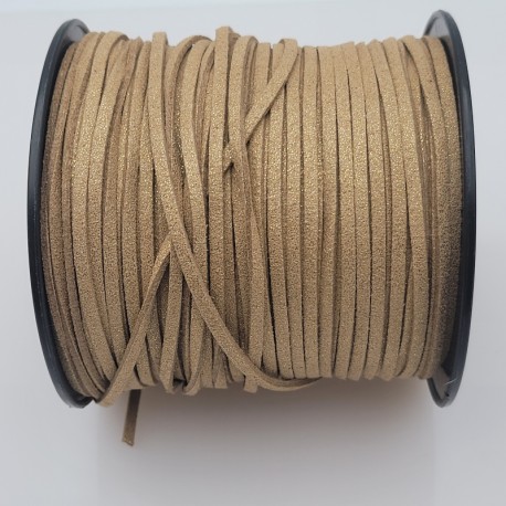 1 mètre  cordon suédine plat or aspect satiné brillant  3x1,5m