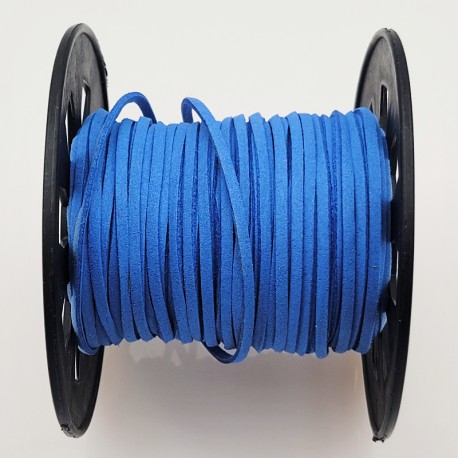 1mètre de cordon suédine plat bleu royal  3x1,5m