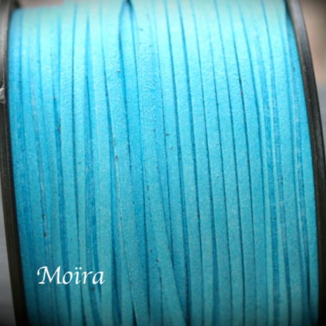 1 mètre de cordon suédine plat turquoise  3x1,5m