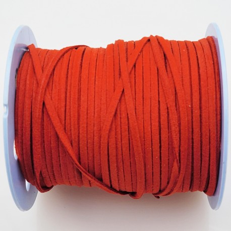 1mètre de cordon suédine plat rouge cerise diamètre 3x1,5m