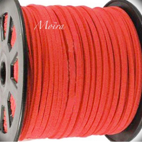 1 mètre  de cordon suédine plat corail diamètre 3x1,5m