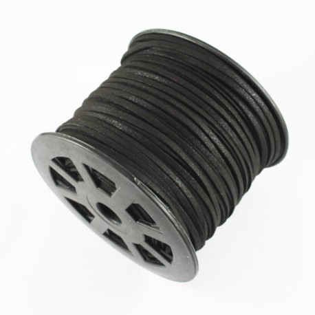 1 mètre  de cordon suédine plat  noir  diamètre 3x1,5m