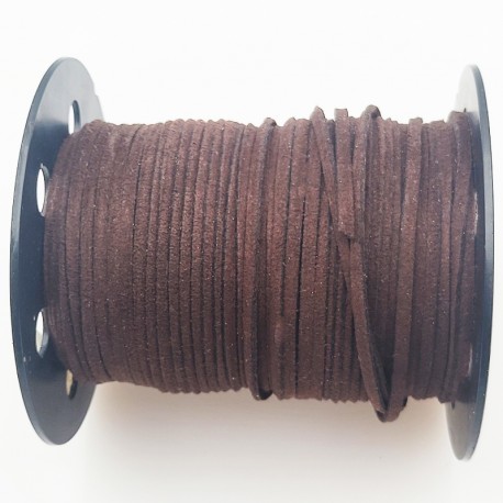 1mètre de cordon suédine plat chocolat ébène   3x1,5m