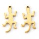 6 Breloques acier inoxydable or  gecko  17x9mm
