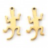 6 Breloques acier inoxydable or  gecko  17x9mm