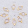 1pendentif  serti laiton rond quartz rose  doré or fin 24kt