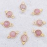 1pendentif  serti laiton rond rhodochrosite  doré or fin 24kt