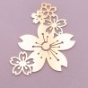 2 estampes 38x26mm fleur laiton doré
