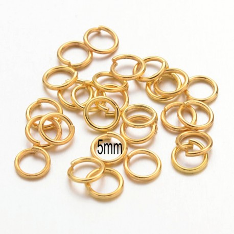 100 Anneaux jonction laiton or 5mm