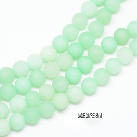 10 perles jade ronde givrée 8mm turquoise