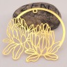 2 Estampes ronde feuille tropicale 40x38mm