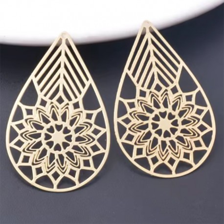 2 Estampes goutte rosace   42x26mm