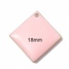 4 breloques sequin losange rose corail émail 18mm