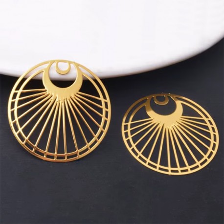 2 Estampes laiton or 24kt ronde soleil et lune 30mm