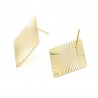 1paire clous d'oreille  losange texturé 25.5mm laiton or 24kt