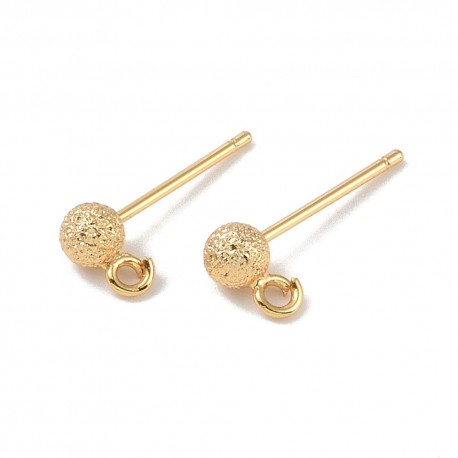 1 Paire clous d'oreille boule laiton or 24kt 4mm
