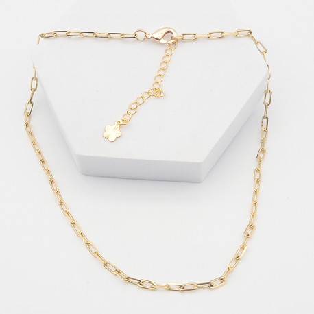 1 collier chaine trombone laiton or 18kt 5x2mm 45cm