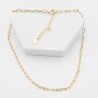 1 collier chaine trombone laiton or 18kt 5x2mm 45cm
