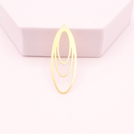 2 Estampes goutte ovale laiton or 24kt 13x38mm