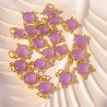 1 pendentif  calcédoine lilas  carre facette  serti argent 925 doreé or 24kt