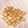 1 pendentif  quartz rose  carre facette  serti argent 925 doreé or 24kt