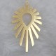 4 Estampes laiton plaqué or coeur de soleil 29x19mm