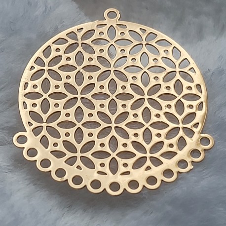 4 estampes connecteur filigrane laiton doré plaqué 32x28mm
