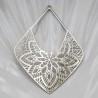 1 Estampe  losange 57x38mm laiton rhodié  fleur
