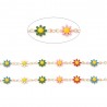 20cm chaine fleurs marguerite émaillées laiton or 24kt