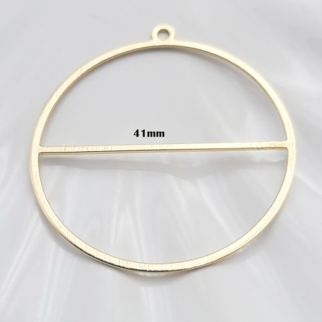 1 pendentif rond  laiton texturé or 18kt 41x38mm