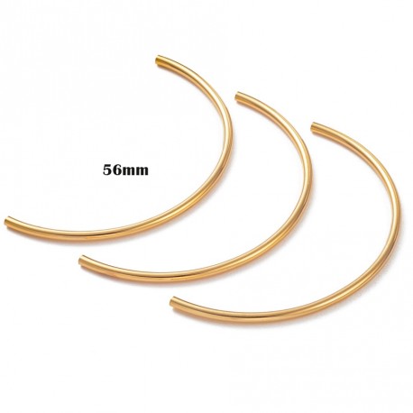 1 Perle intercalaire  tubulaire laiton or 24kt 56x2mm