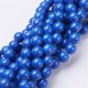 x10 perles pierre jade bleu royal   10 mm