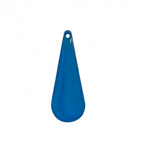 2 breloques sequins goutte laiton émaillés bleu azur 27x10mm