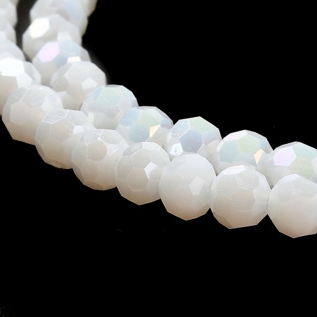 30 perles boulier en verre facettée blanc neige prisme AB 4x3mm