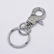 2 porte clefs mousqueton métal argenté couleur platine ciselé  68mm