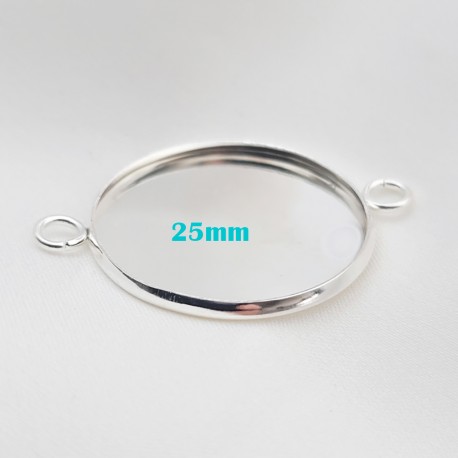 4 supports cabochon connecteur argent vif 25mm