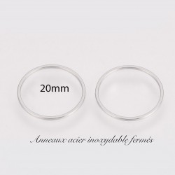 10 anneaux acier inoxydable fermés rond 19.5mm