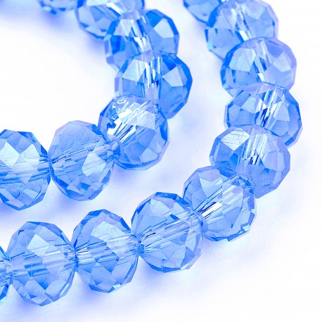 20 perles boulier en verre facettée bleu royal 6x4mm