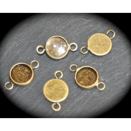 6 connecteurs LAITON support pendentif bronze rond 12mm