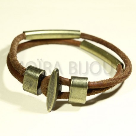 1fermoir crochet  plat fermoir T bronze pour cuir rond