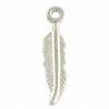 20 breloques plumes metal argente 21x4,5mm