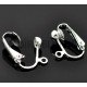 2 supports  attache boucles d'oreille clip laiton argent vif